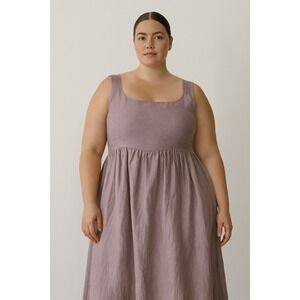 NWT MantaiKotai XXXL Dress Womens‎ Sleeveless Square Neck Midi Casual 100%Linen